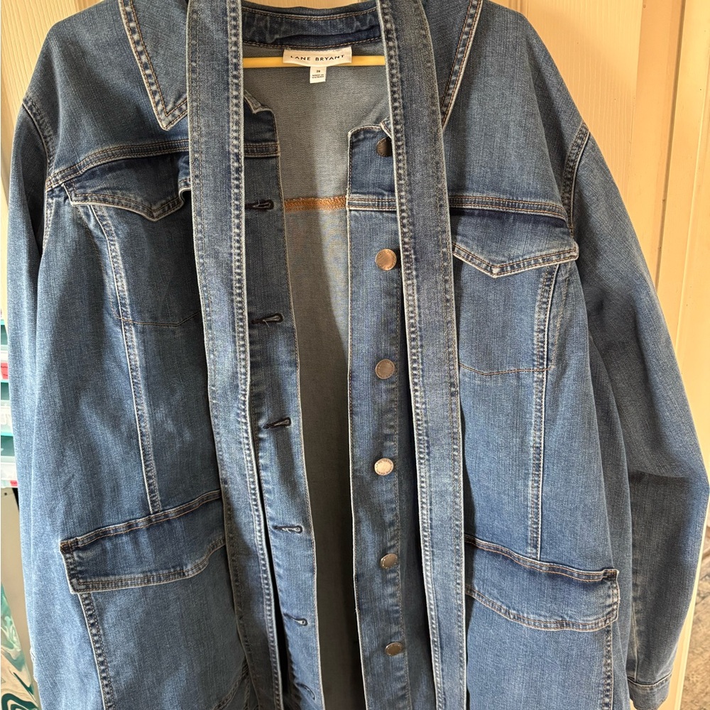 Lane Bryant Belted Denim Jacket Size 28W Plus Size